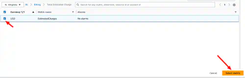 Select Estimated Charged metric